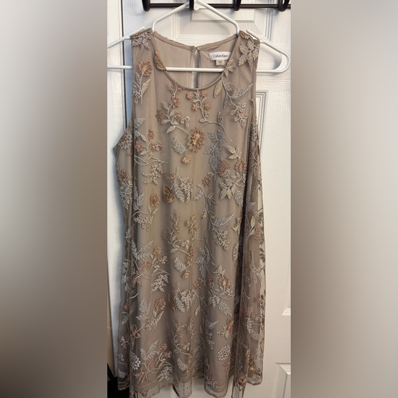 Calvin Klein Tan Dress with Gold Detailing - Picture 1 of 2
